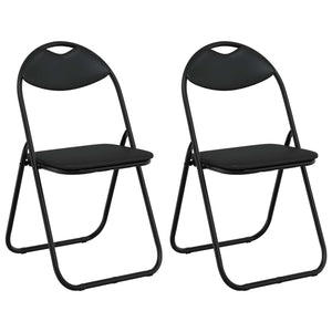 Klappstuhl 2er Set Kunstleder Schwarz