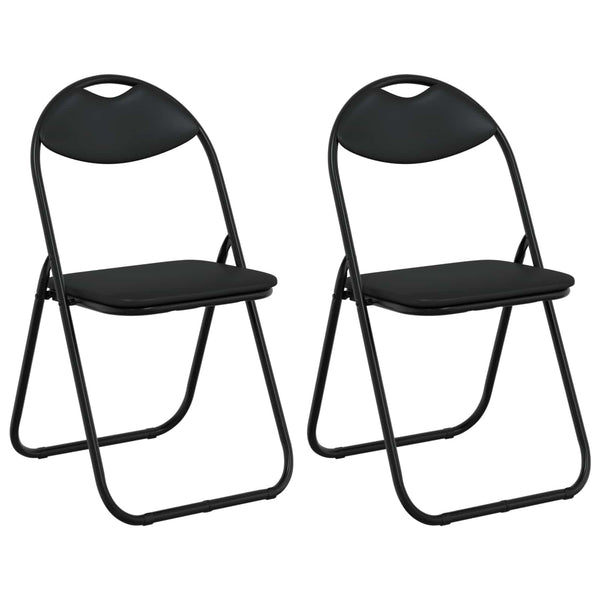 Klappstuhl 2er Set Kunstleder Schwarz