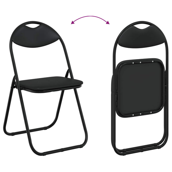 Klappstuhl 2er Set Kunstleder Schwarz