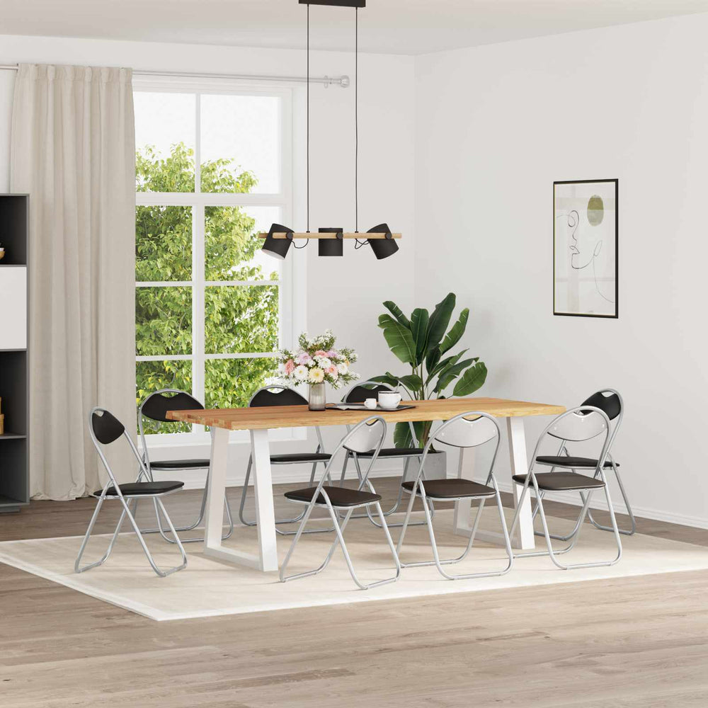 Klappstühle 8er Set Schwarz Grau Kunstleder