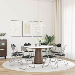 Klappstühle 8er Set Schwarz Grau Kunstleder