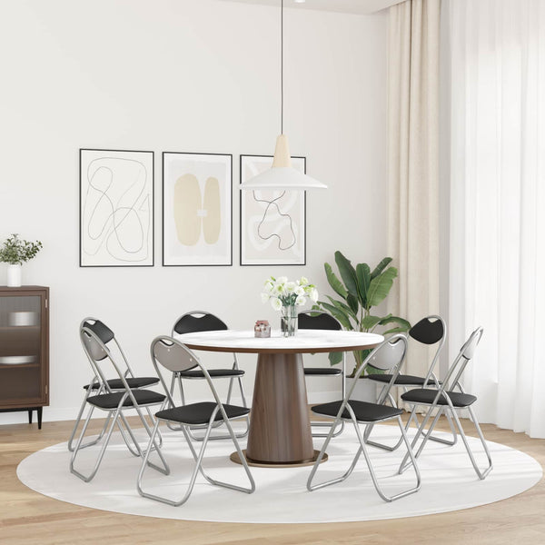 Klappstühle 8er Set Schwarz Grau Kunstleder
