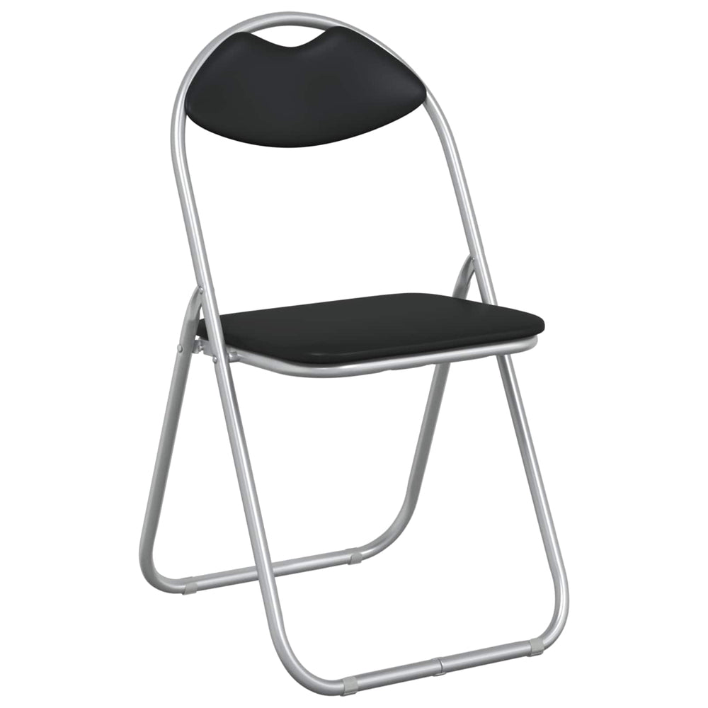 Klappstühle 8er Set Schwarz Grau Kunstleder