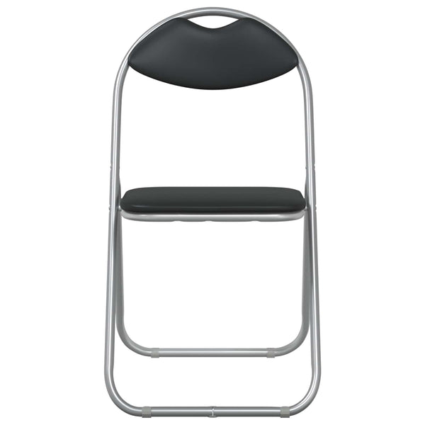 Klappstühle 8er Set Schwarz Grau Kunstleder