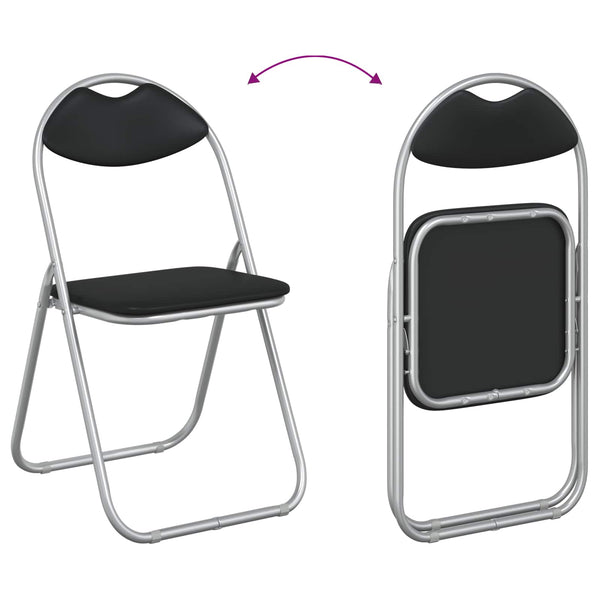 Klappstühle 8er Set Schwarz Grau Kunstleder