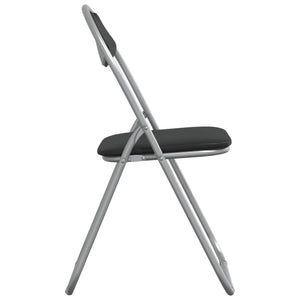 Klappstühle 8er Set Schwarz Grau Kunstleder