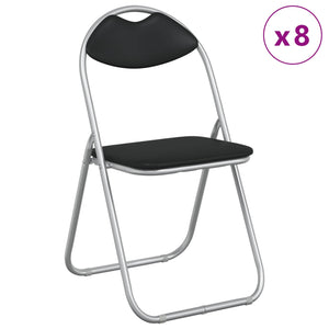 Klappstühle 8er Set Schwarz Grau Kunstleder