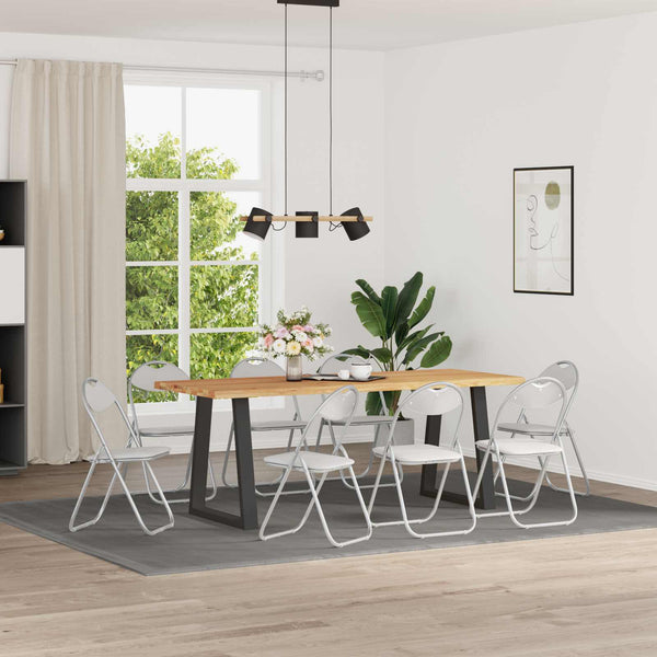 Klappstuhl 8er Set Weiß/Grau Kunstleder