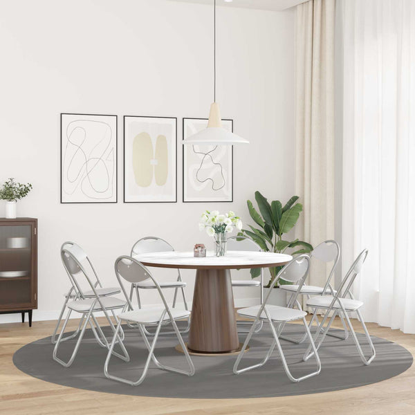 Klappstuhl 8er Set Weiß/Grau Kunstleder
