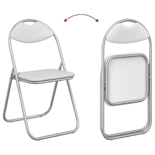 Klappstuhl 8er Set Weiß/Grau Kunstleder