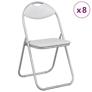 Klappstuhl 8er Set Weiß/Grau Kunstleder
