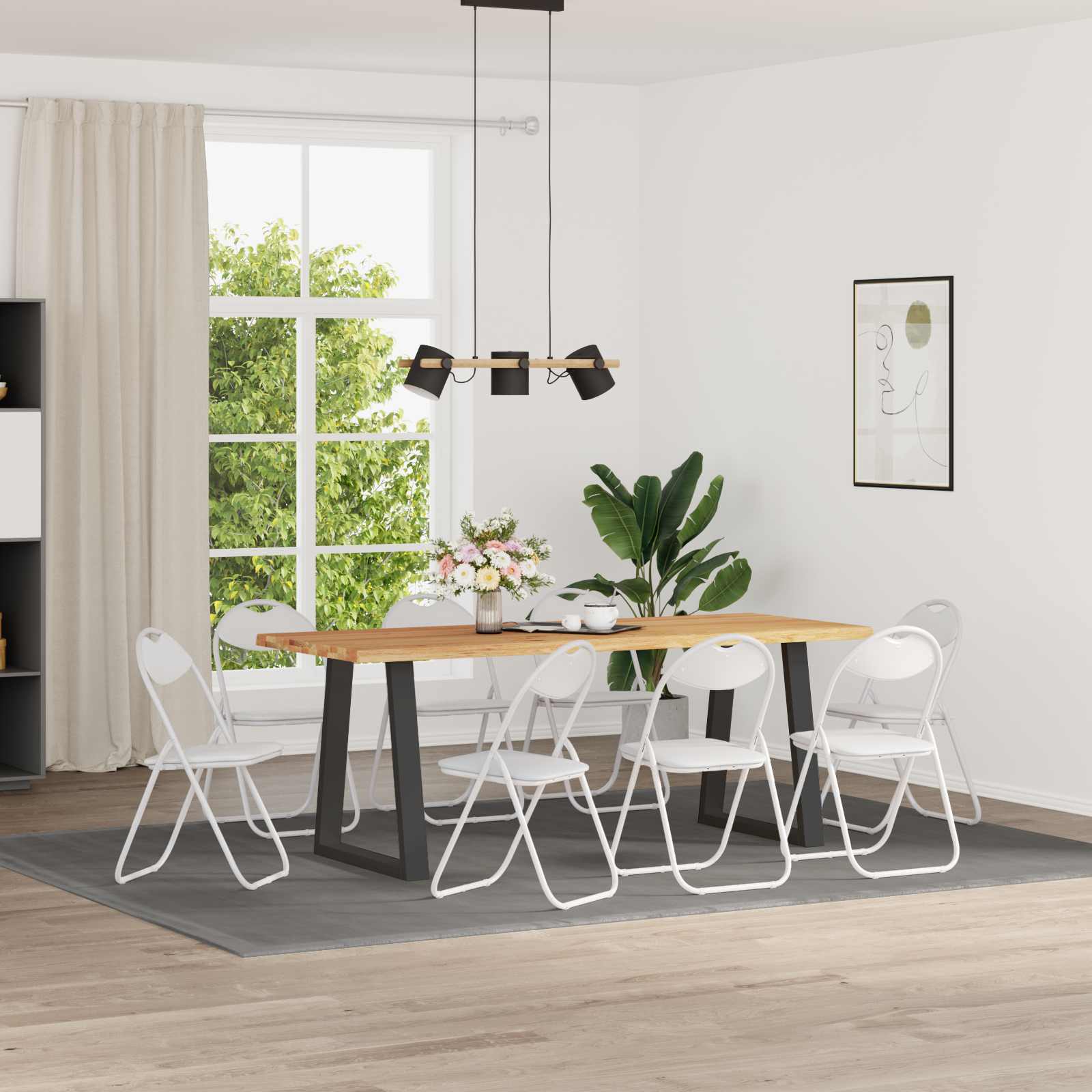 Klappstuhl 8er Set Weiß Kunstleder