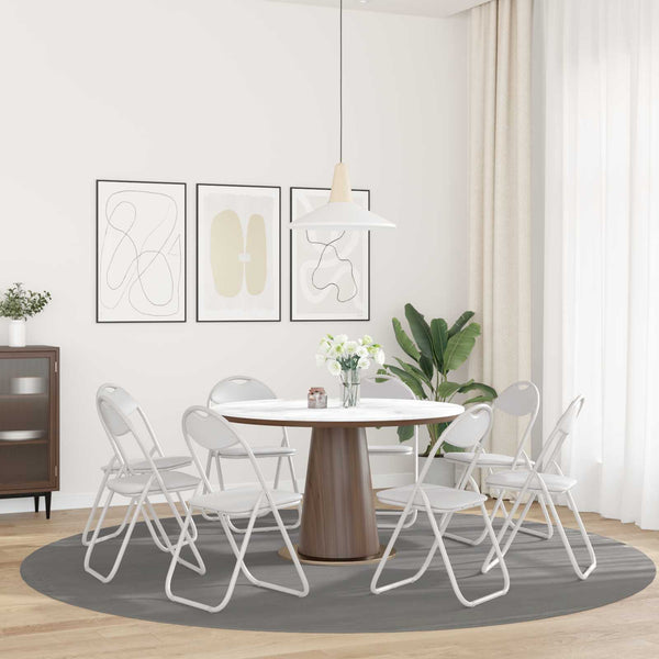 Klappstuhl 8er Set Weiß Kunstleder