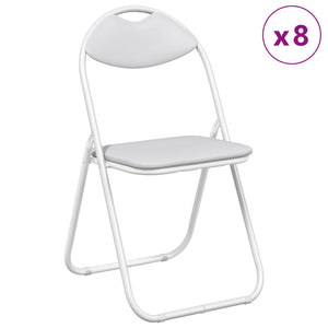Klappstuhl 8er Set Weiß Kunstleder