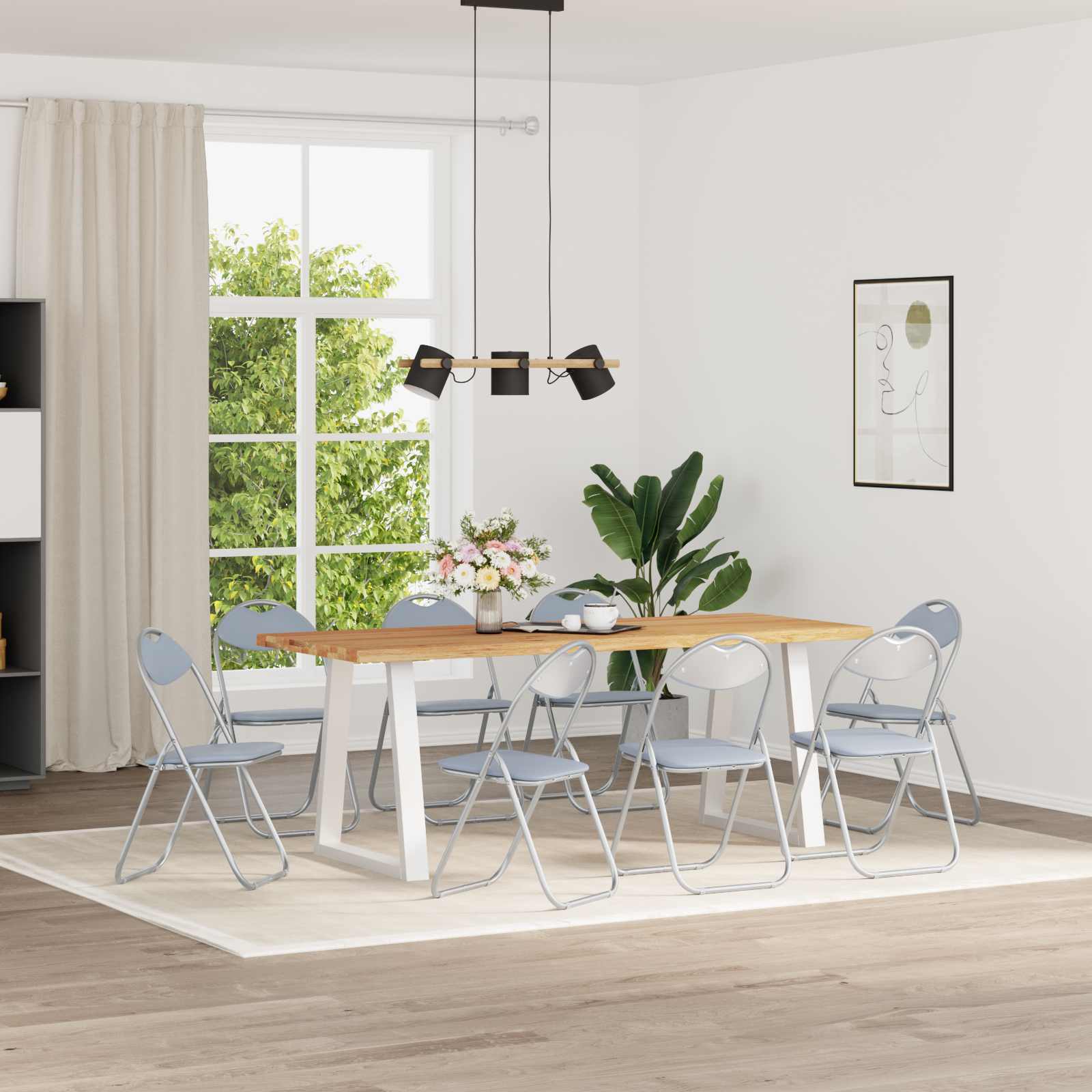 Klappstühle 8er Set Grau Kunstleder