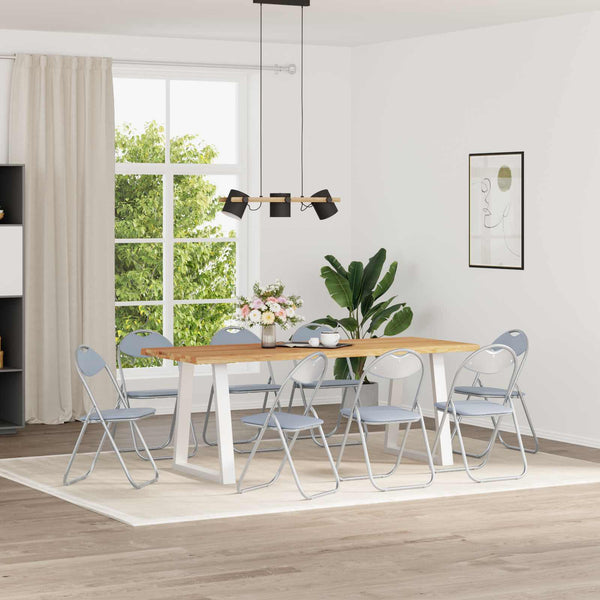 Klappstühle 8er Set Grau Kunstleder