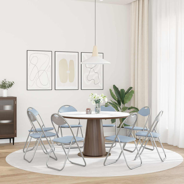 Klappstühle 8er Set Grau Kunstleder