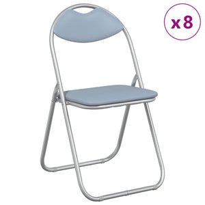 Klappstühle 8er Set Grau Kunstleder