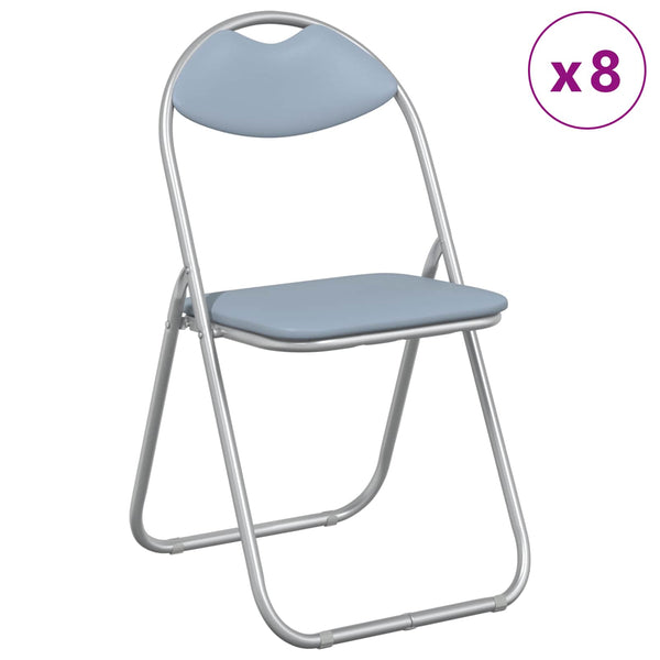 Klappstühle 8er Set Grau Kunstleder
