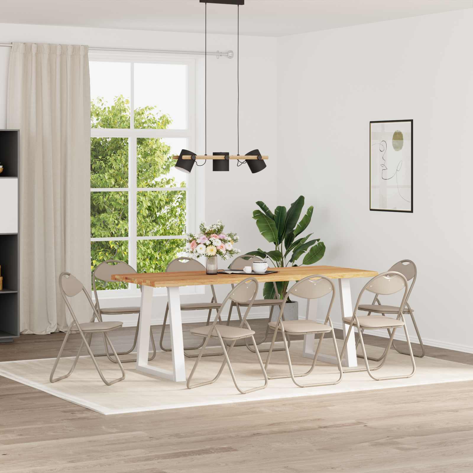 Klappstuhl 8er Set Sand Kunstleder