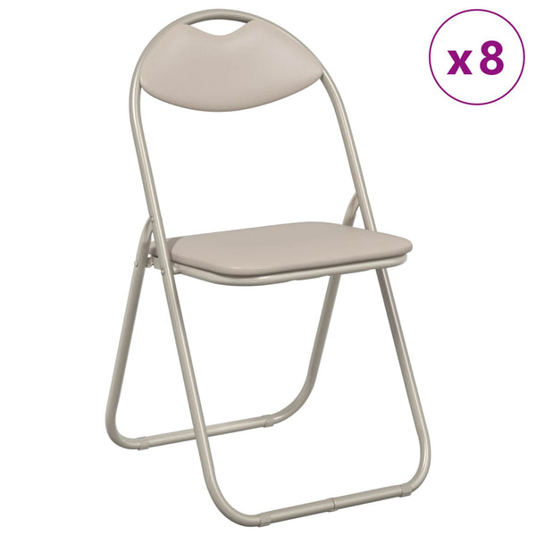 Klappstuhl 8er Set Sand Kunstleder
