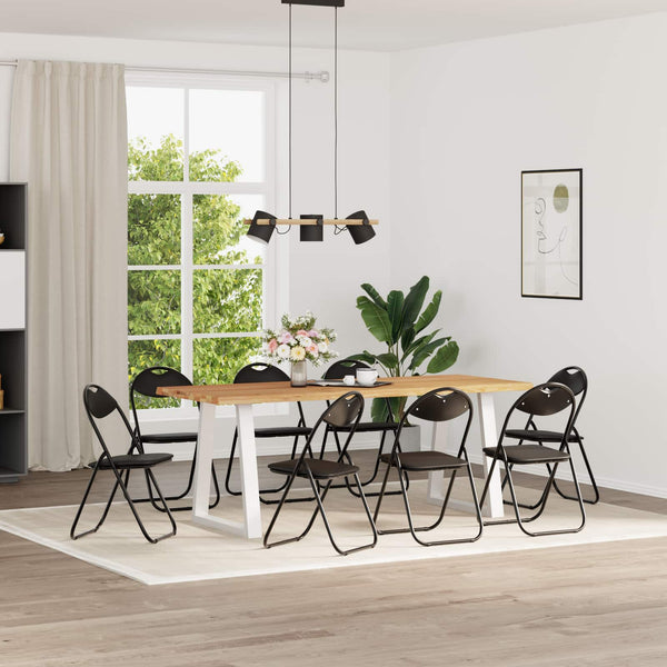 Klappstühle 8er Set, Kunstleder Schwarz