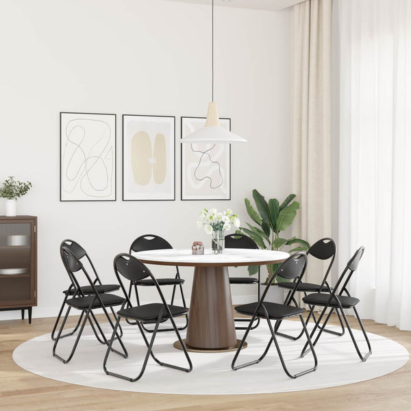 Klappstühle 8er Set, Kunstleder Schwarz