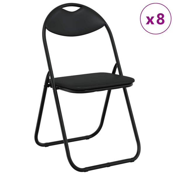 Klappstühle 8er Set, Kunstleder Schwarz