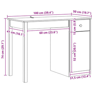 Schreibtisch Kiefer Massivholz 100x50 cm Wachsbraun