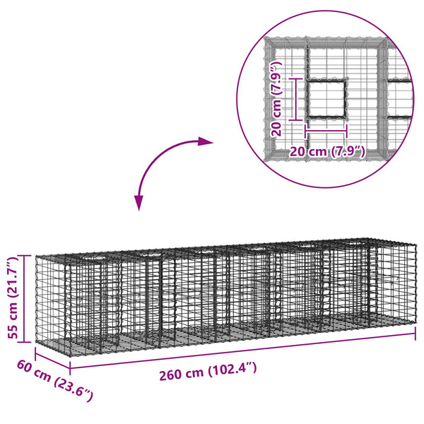 Gabionen Hochbeet 2er Set, 260cm