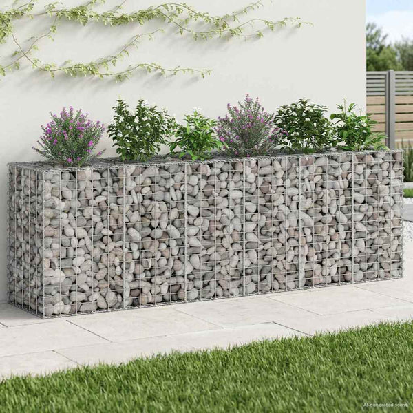 Gabionen Hochbeet Silber 250x50x80cm, 2er Set
