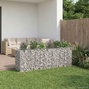 Gabionen Hochbeet Silber 250x50x80cm, 2er Set