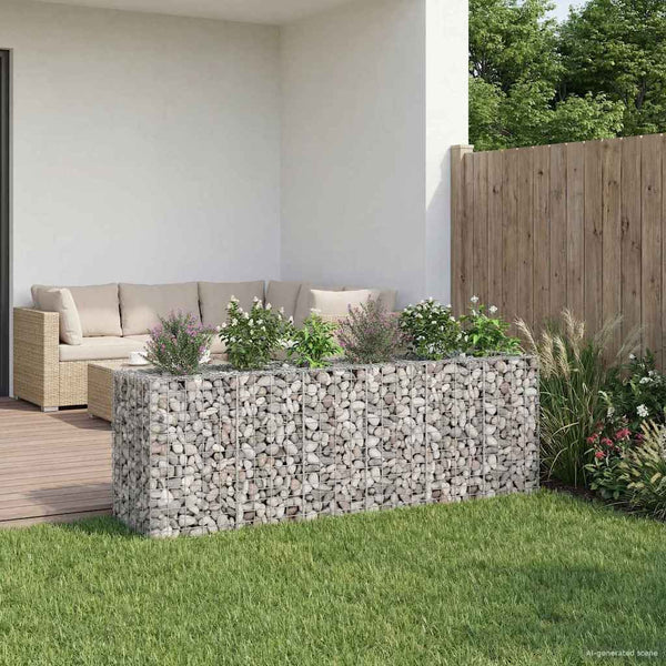 Gabionen Hochbeet Silber 250x50x80cm, 2er Set