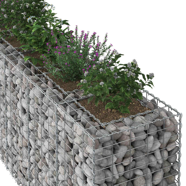 Gabionen Hochbeet Silber 330x50x80cm, 2er Set