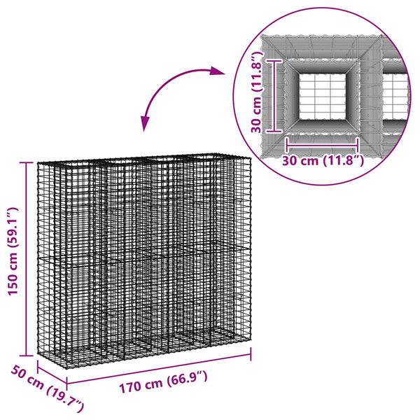 Gabionen Hochbeet 2er Set Silber 170cm