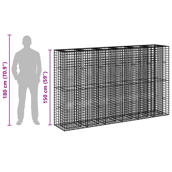 Gabionen Hochbeet 3er Set Silber 250x50x150cm