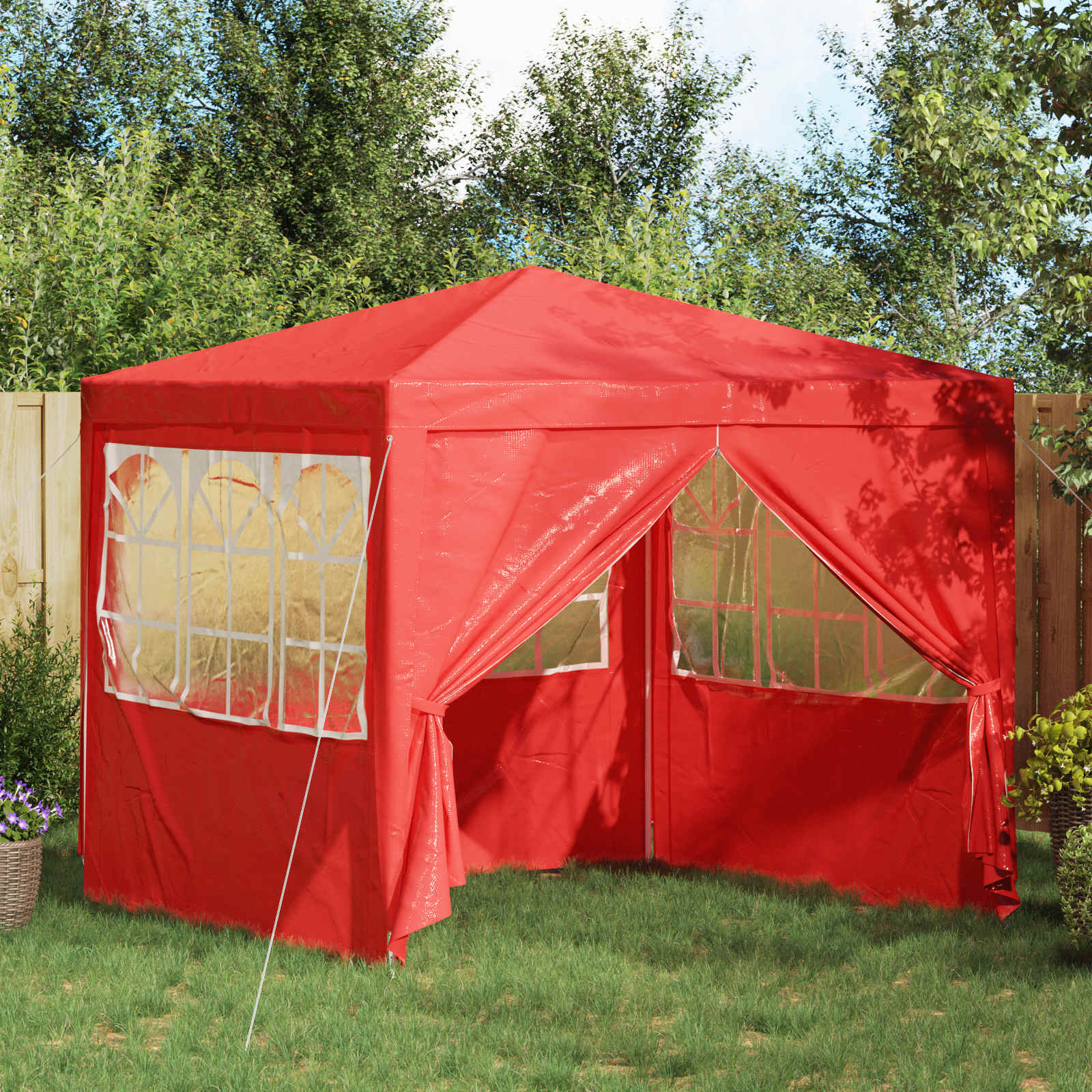 vidaXL Tonnelle de réception Rouge 250 x 250 x 240 cm PE et acier