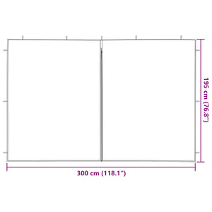 Party Zelt Seitenteil Rot 300x195cm 2er Set