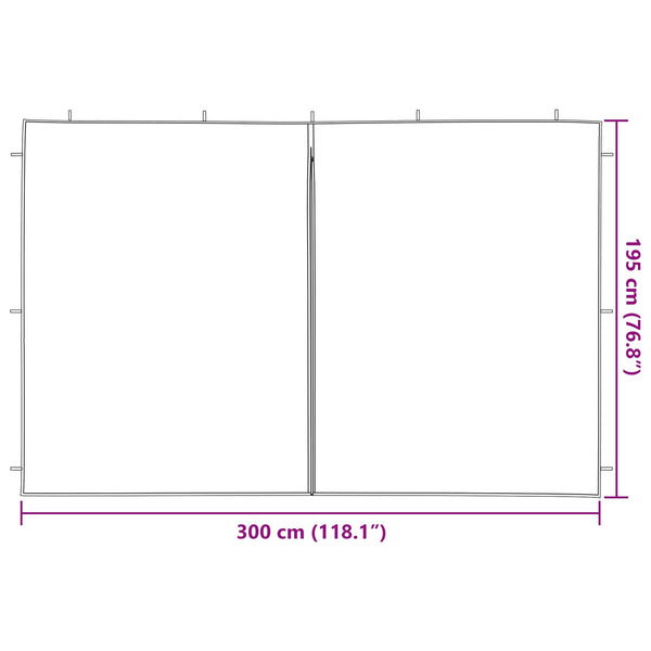 Party Zelt Seitenteil Rot 300x195cm 2er Set