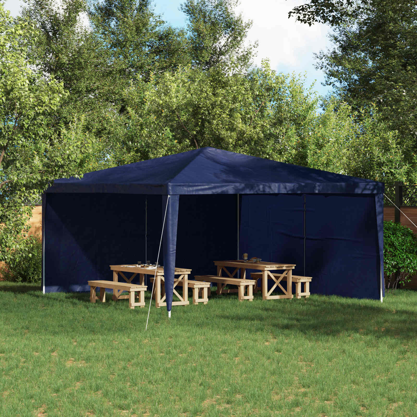 Party Zelt Seitenteile Blau 400x195cm, 2er Set