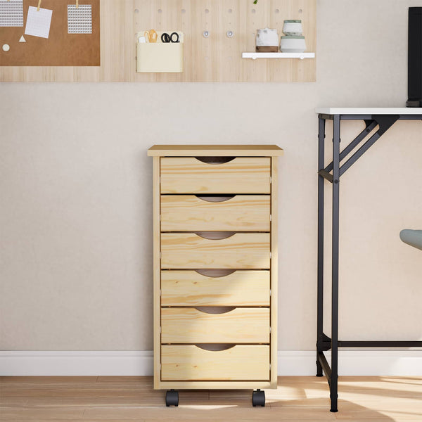 Rollcontainer MOSS mit Schubladen, Klarlack