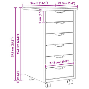 Rollcontainer MOSS mit Schubladen, Klarlack