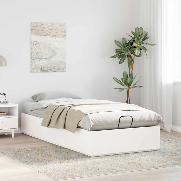 Ottoman Bettgestell Weiß 80x200 cm Kiefer Massivholz