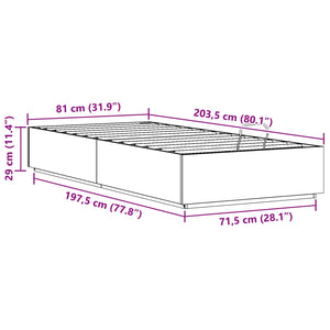 Ottoman Bettgestell Weiß 80x200 cm Kiefer Massivholz