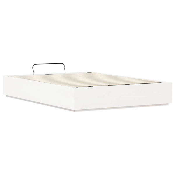 Ottoman Bettgestell 140x200 Weiß Kiefer Massivholz