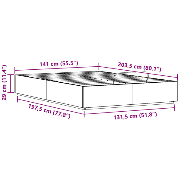 Ottoman Bettgestell 140x200 Weiß Kiefer Massivholz