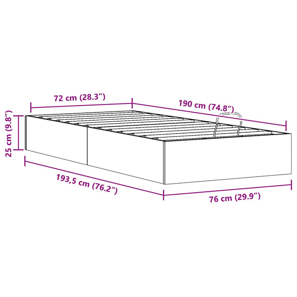 Ottoman Bettgestell 70x190 cm mit Stauraum