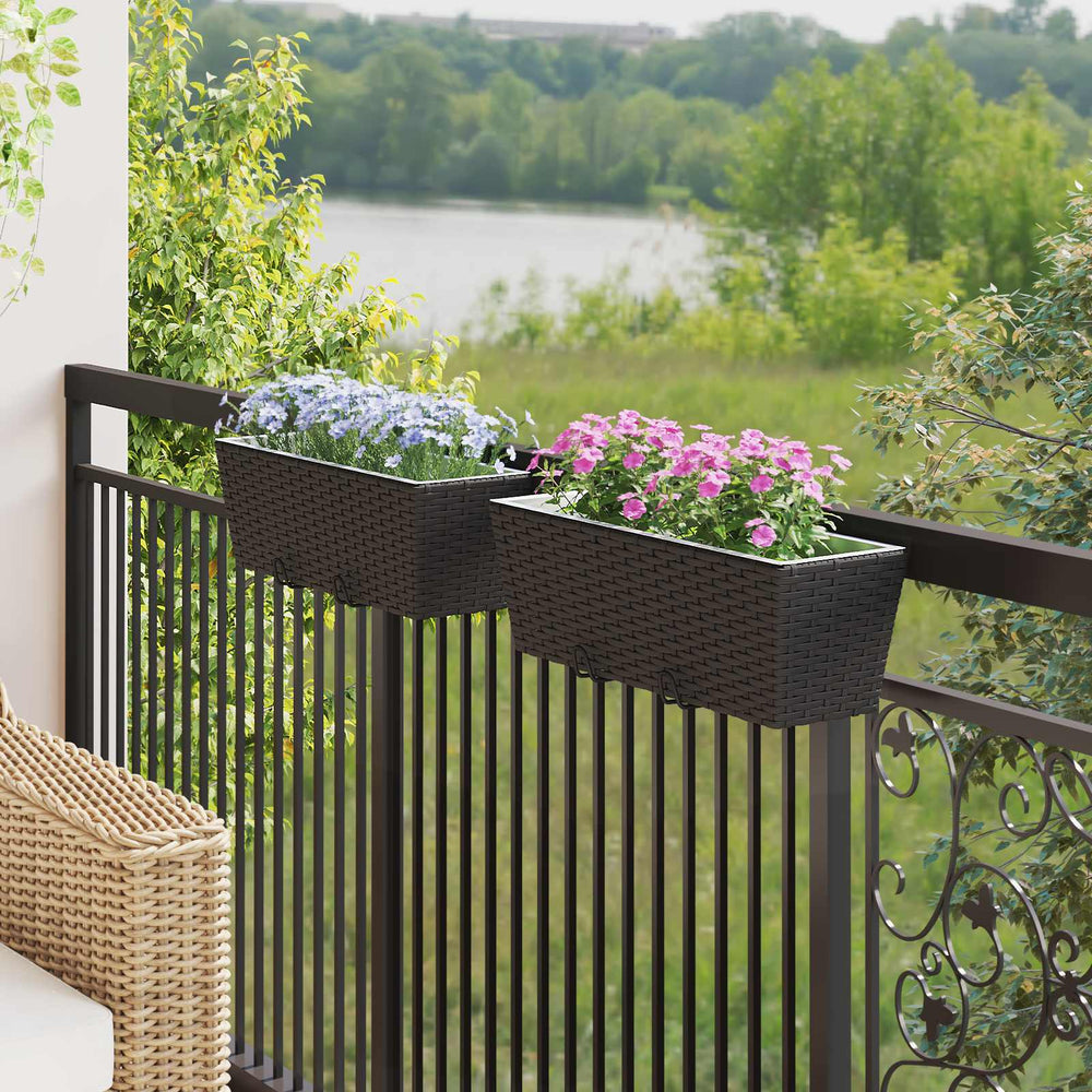 Balkon Pflanzkästen Schwarz 50 cm, 2er Set