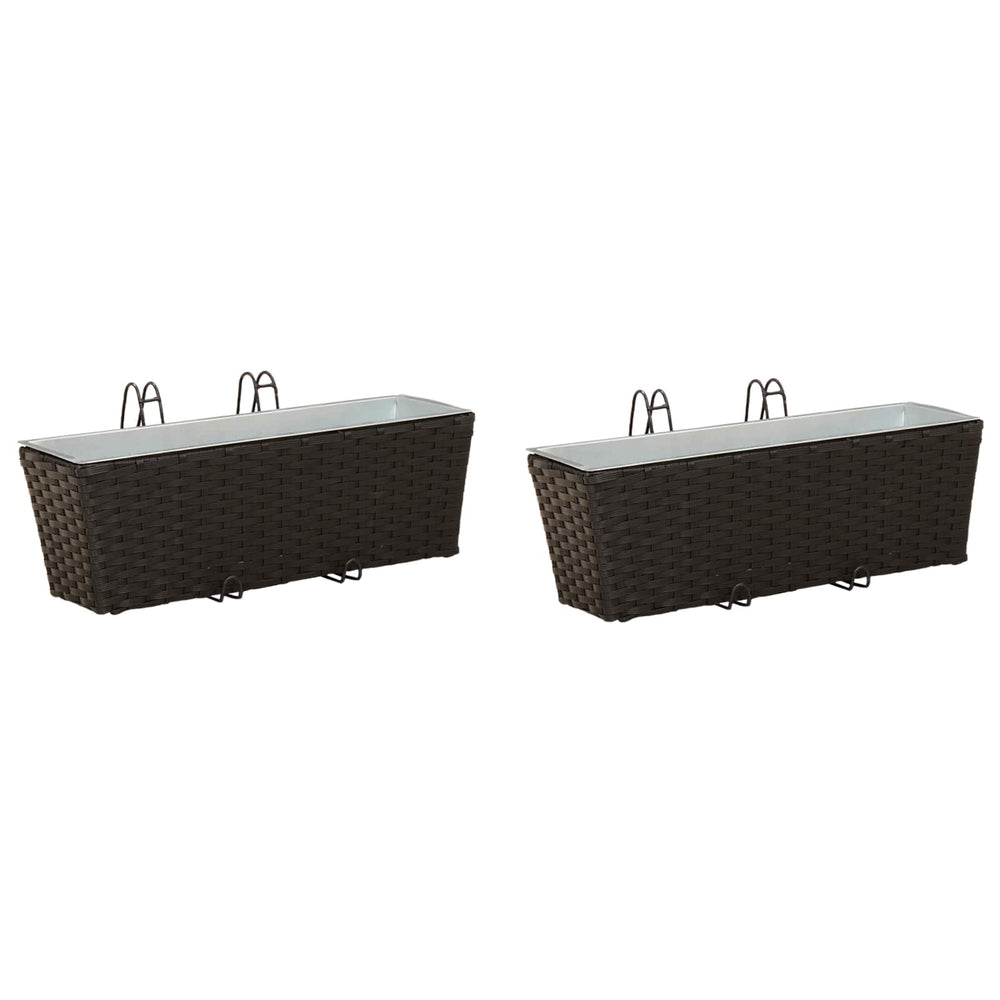 Balkon Pflanzkästen Schwarz 50 cm, 2er Set