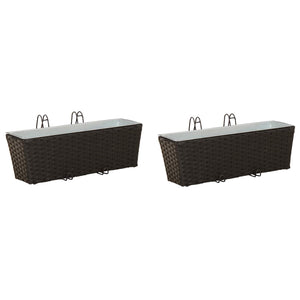 Balkon Pflanzkästen Schwarz 50 cm, 2er Set